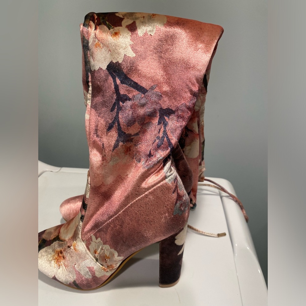 Ami Clubwear Knee high floral print suede boots